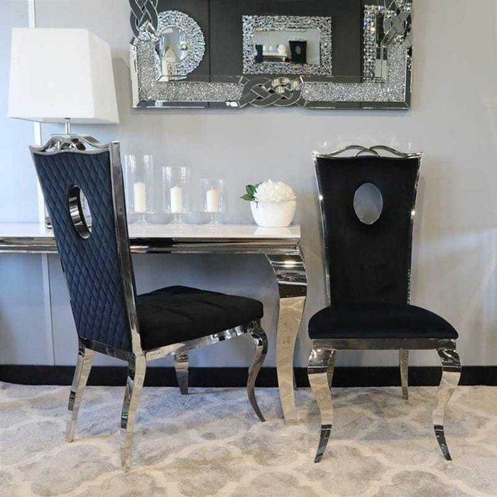 Jadalnia glamour Elegannte Nero czarny stół krzesła