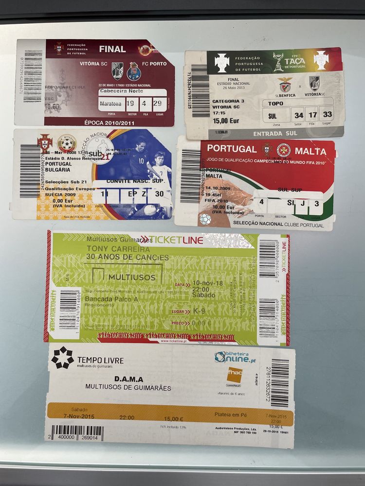 Bilhetes vitória Guimarães, Benfica, Porto, DAMA, Tony Carreira