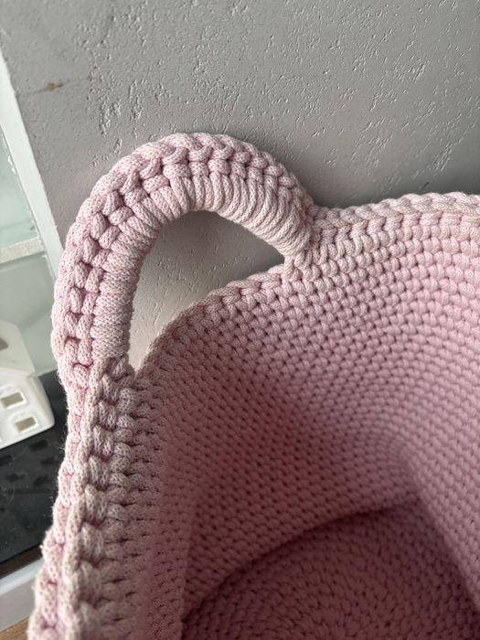 Boho sznurkowy kosz na pranie zabawki hand made duży