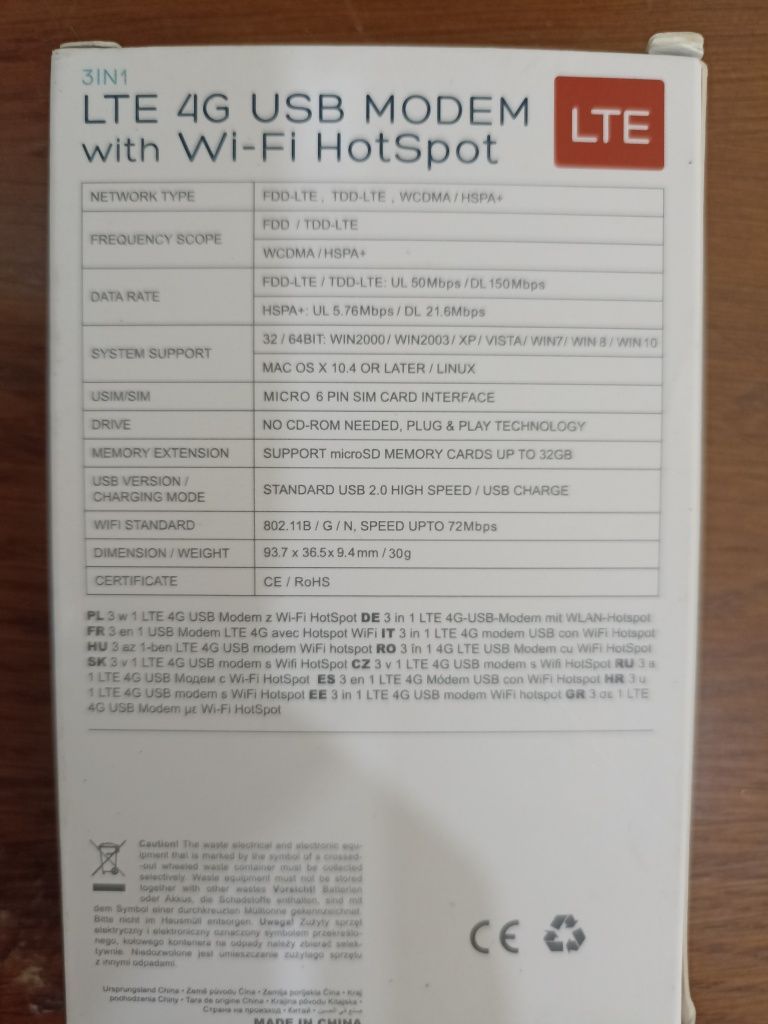 LTE 4G USB MODEM WI-FI Hotspot