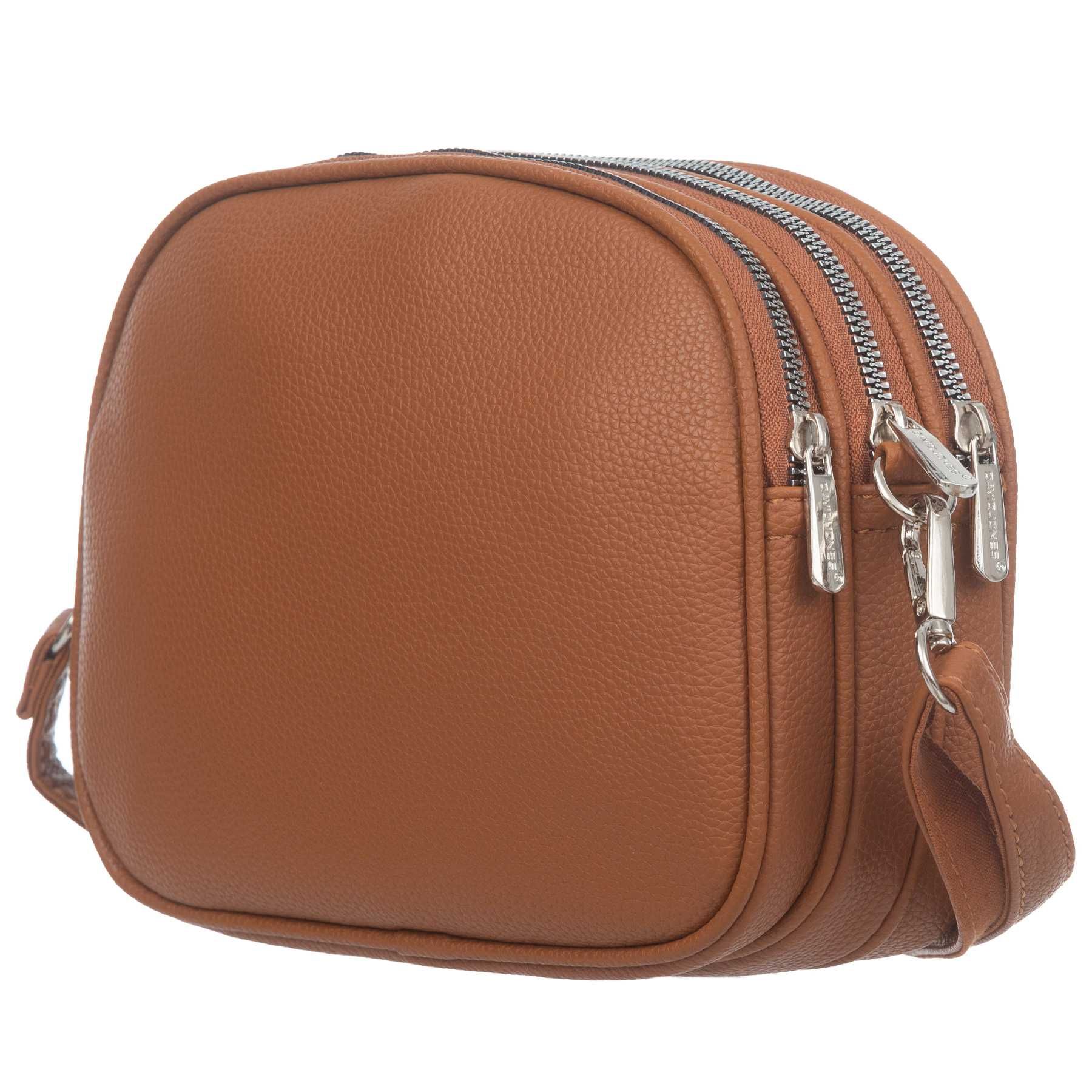 DAVID JONES torebka skórzana eko listonoszka 3 komorowa V488 camel