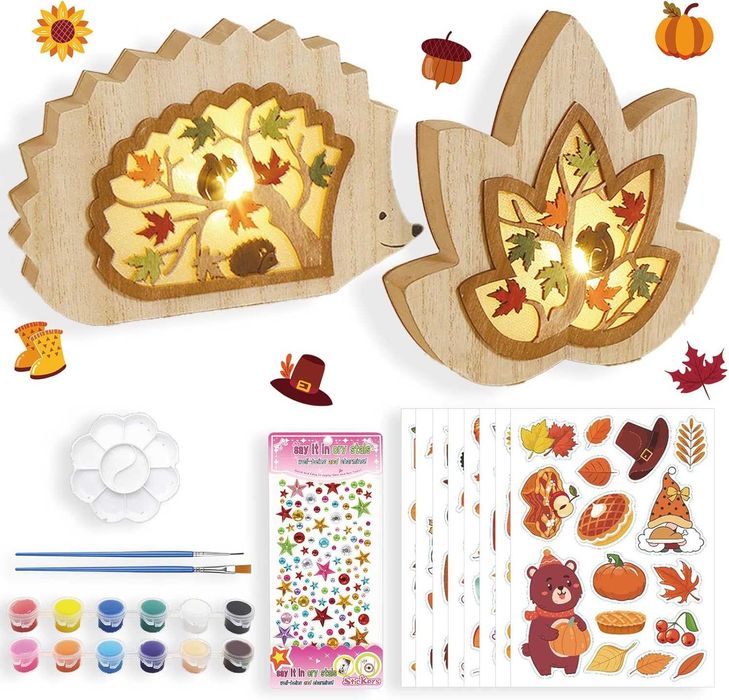 Lampy Dekoracyjne Jesienne 3D – Zestaw 2 sztuk z LED, DIY, 12 kolorów