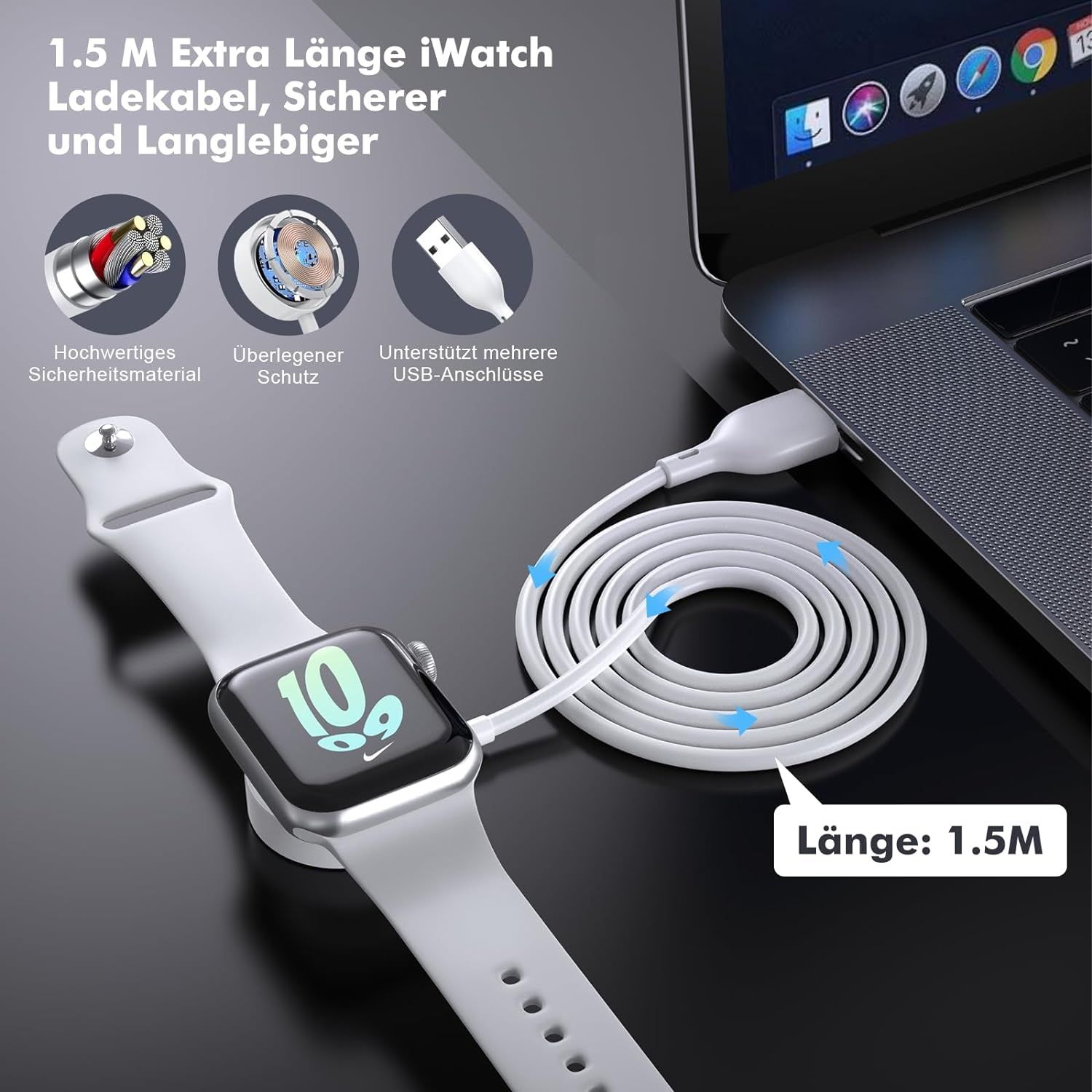 Ładowarka kabel do iWatch Series 8, 7, 6, 5, 4, 3, 2 SE Ultra