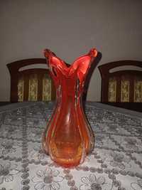 Piękny wazon czerwony pomarańczowy szkło Murano