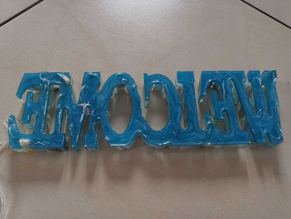 Ozdoba, szyld, napis WELCOME, podświetlany