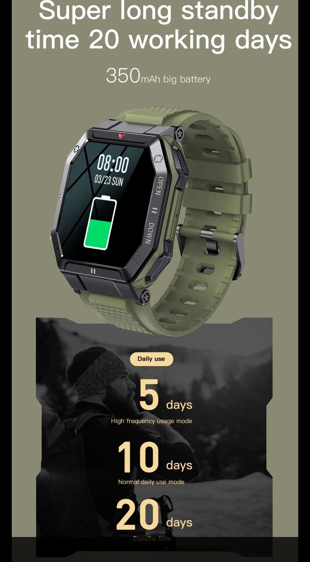 Smartwatch militar 1.85"