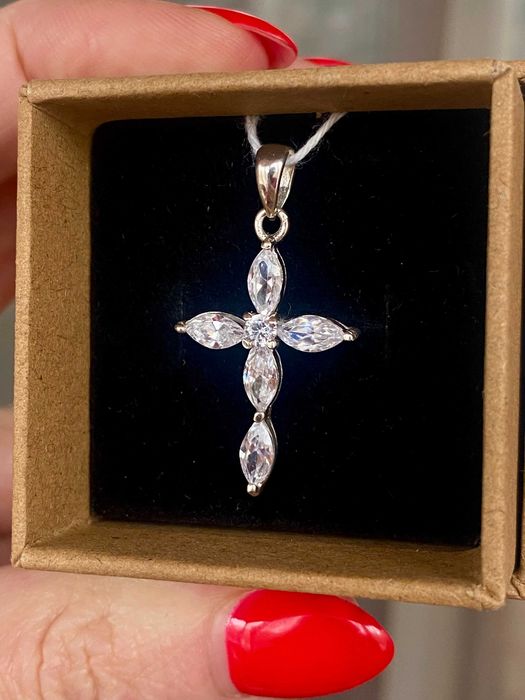 Ексклюзив сережки пусети хрестик кольє (колекція)