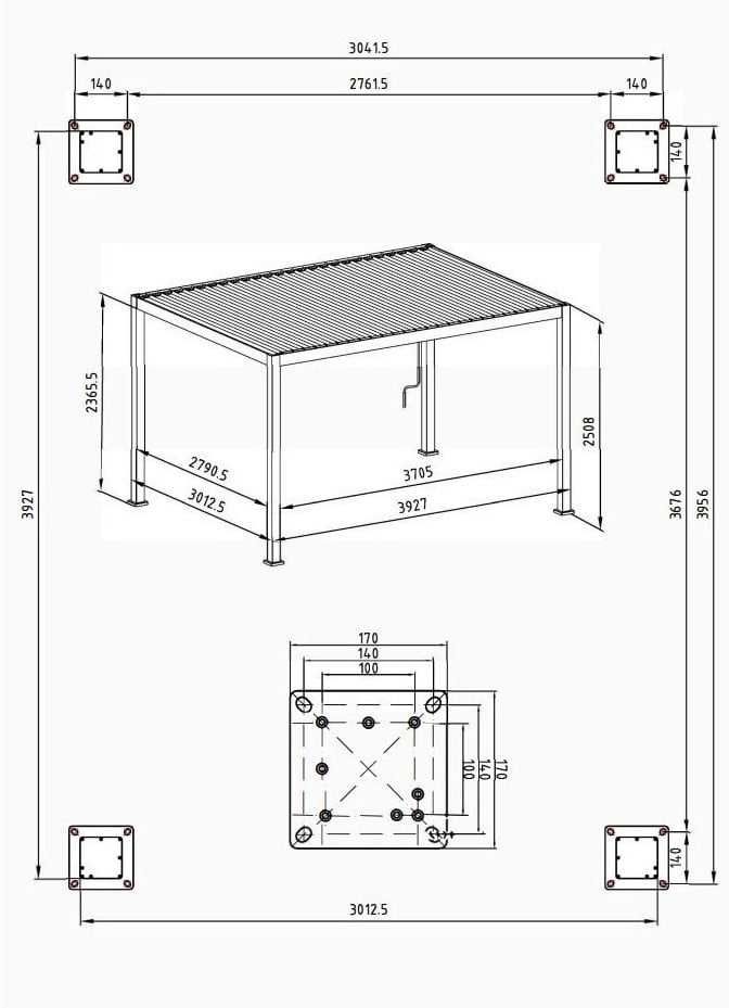Pergola tarasowa antracytowa wolnostojąca - różne rozmiary