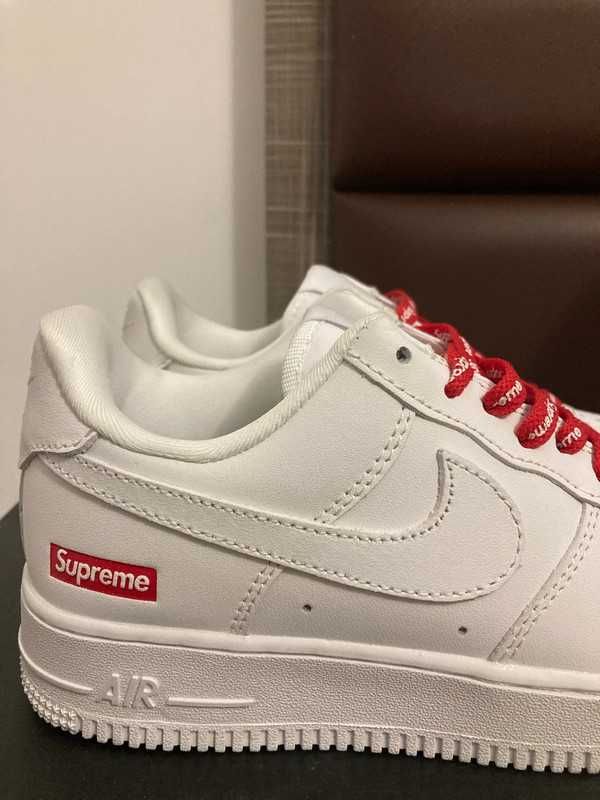 AF1\Powietrze*airDamskieNikeForce1SupremeWhite UnisexTrampki Rozm.38.5