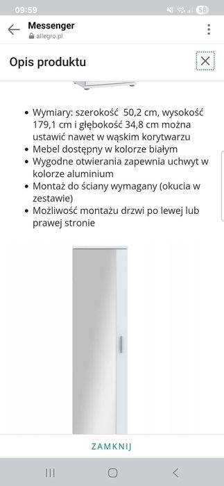 Szafa z dużym lustrem
