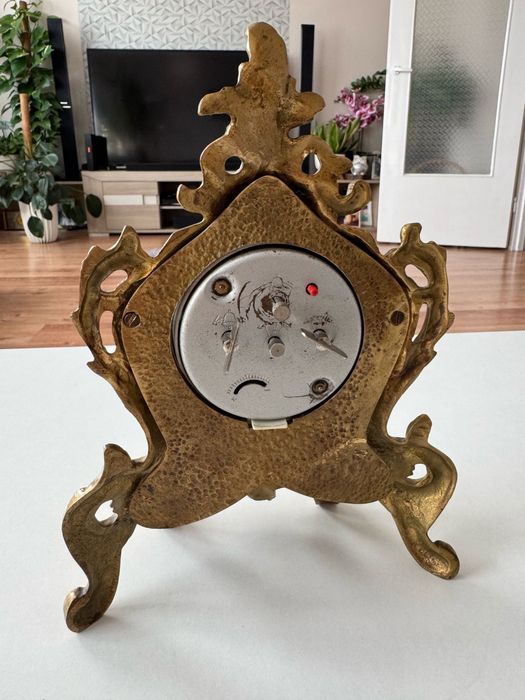 Zabytkowy mosiężny zegar kominkowy Vintage