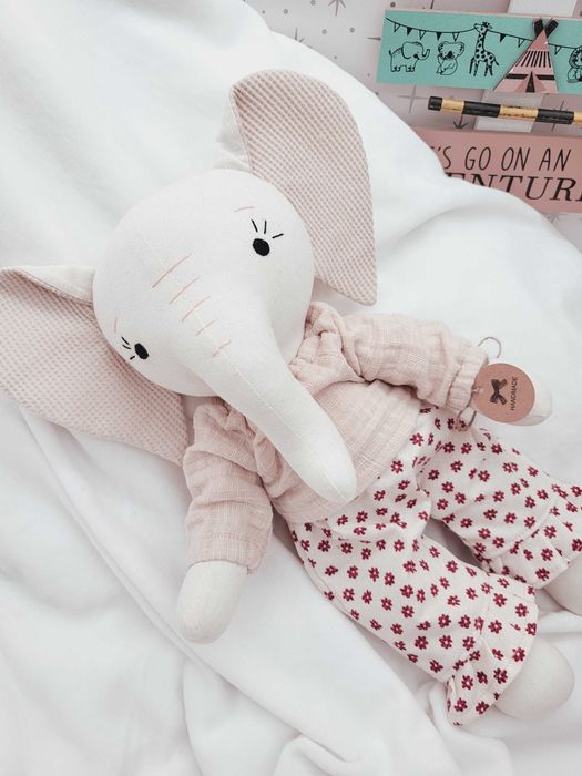 Lalka szyta przytulanka szmacianka Słonik handmade prezent urodziny