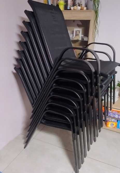 Komplet 4 Krzeseł Ogrodowych Minorka Czarny Metalowy Balkon Ogród NOWE