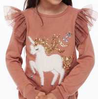 Jednorożec, unicorn, Bawełniany sweter z cekinowym motywem NOWY