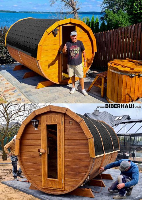 SAUNA Ogrodowa 300 cm + OKNO 50% + PRZEBIERALNIA +GRATIS Beczka +Akces