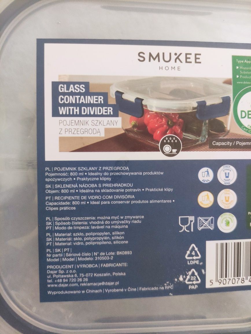 Nowe pojemniki szklane z przegrodą Smukee 2 szt. + 2 Listerine