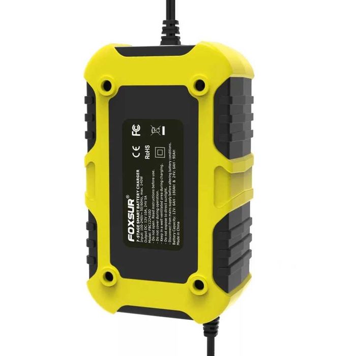 Foxsur Зарядное устройство 10A 12-24V авто мото аккумулятор автоматиче