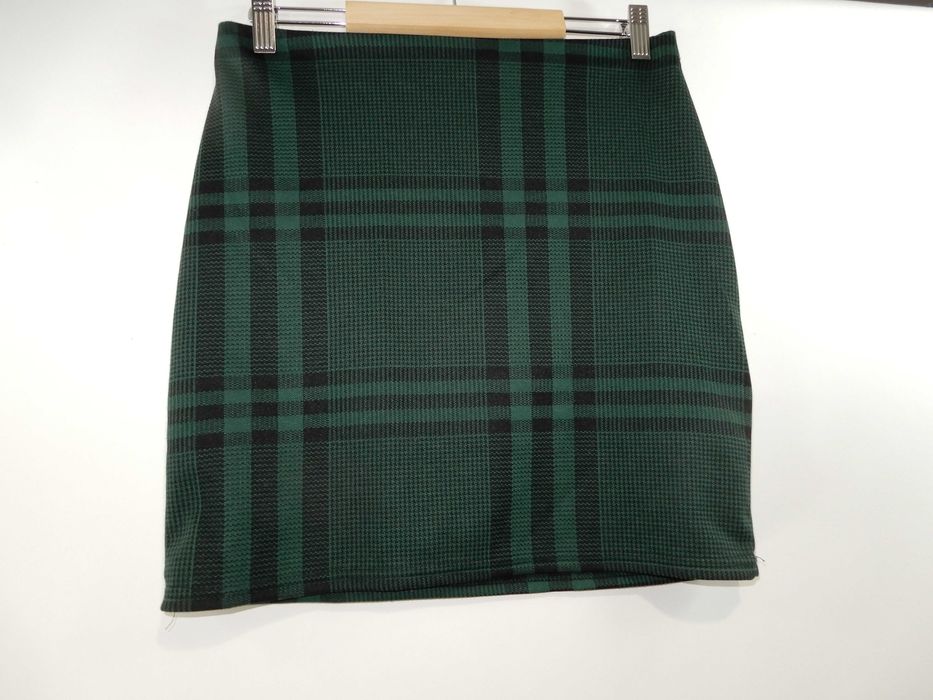 Spódnica do kolan pepitka kratka jesień zima zielona czarna New 40 L