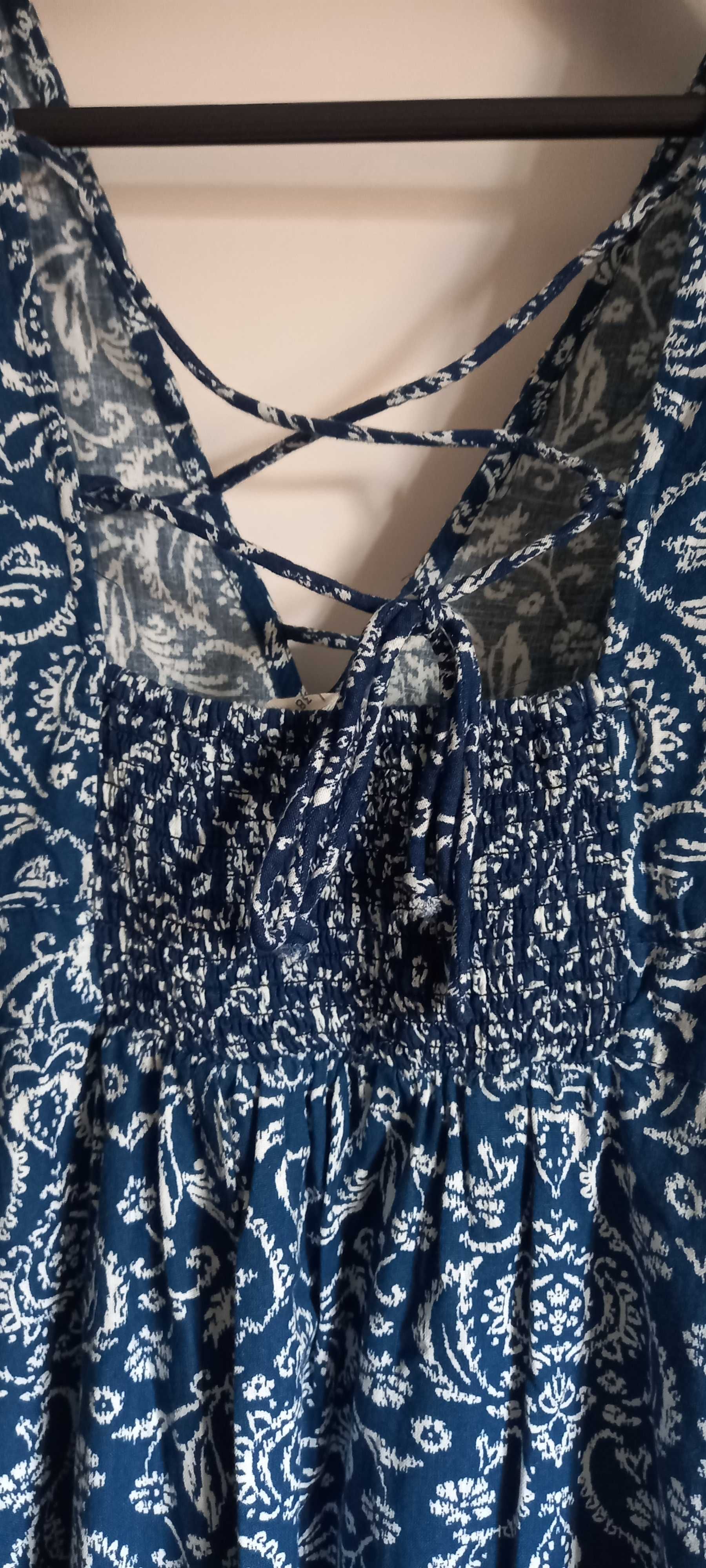 Vestido comprido azul e branco, de verão, 38 - Springfield