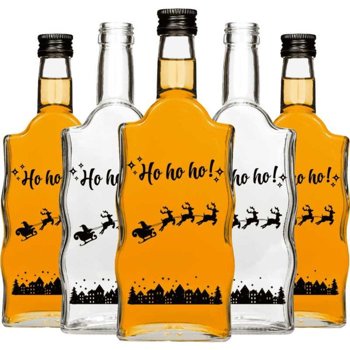 Zestaw 5 sztuk butelek świątecznych z zakrętkami