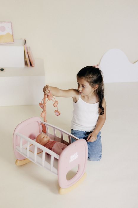 Колиска для ляльки Smoby Бебі Ньорс Терракотова пудра з мобілем 220390