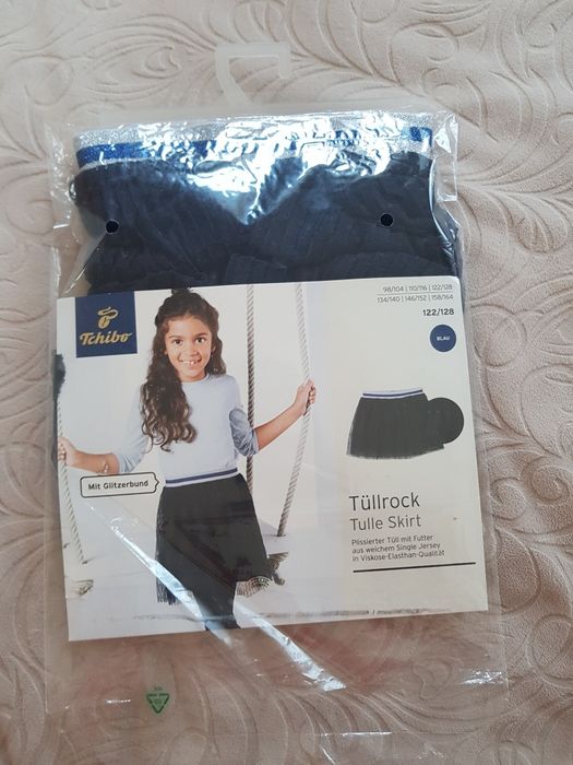 Granatowa spódnica Tchibo r.122/128, tiulowa