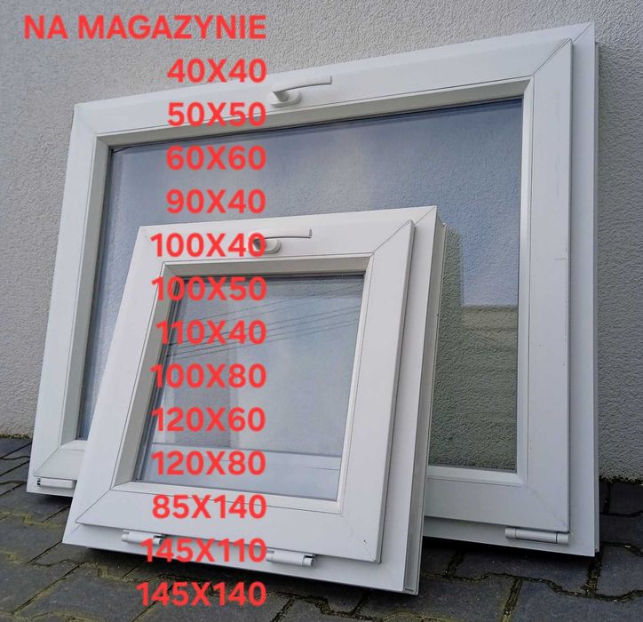 OKNO 85x140 PVC rozwierno uchylne PRAWE białe SZYBKA REALIZACJA
