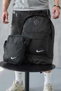 Рюкзак шкіряно чорний + барсетка Nike чорна