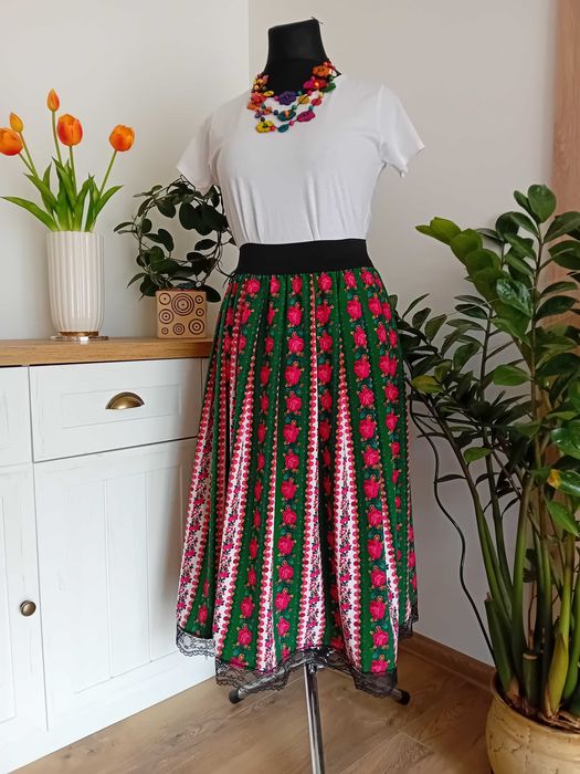 Spódnica MAXI góralska ludowa folk cleo kwiaty rozm S - XXL