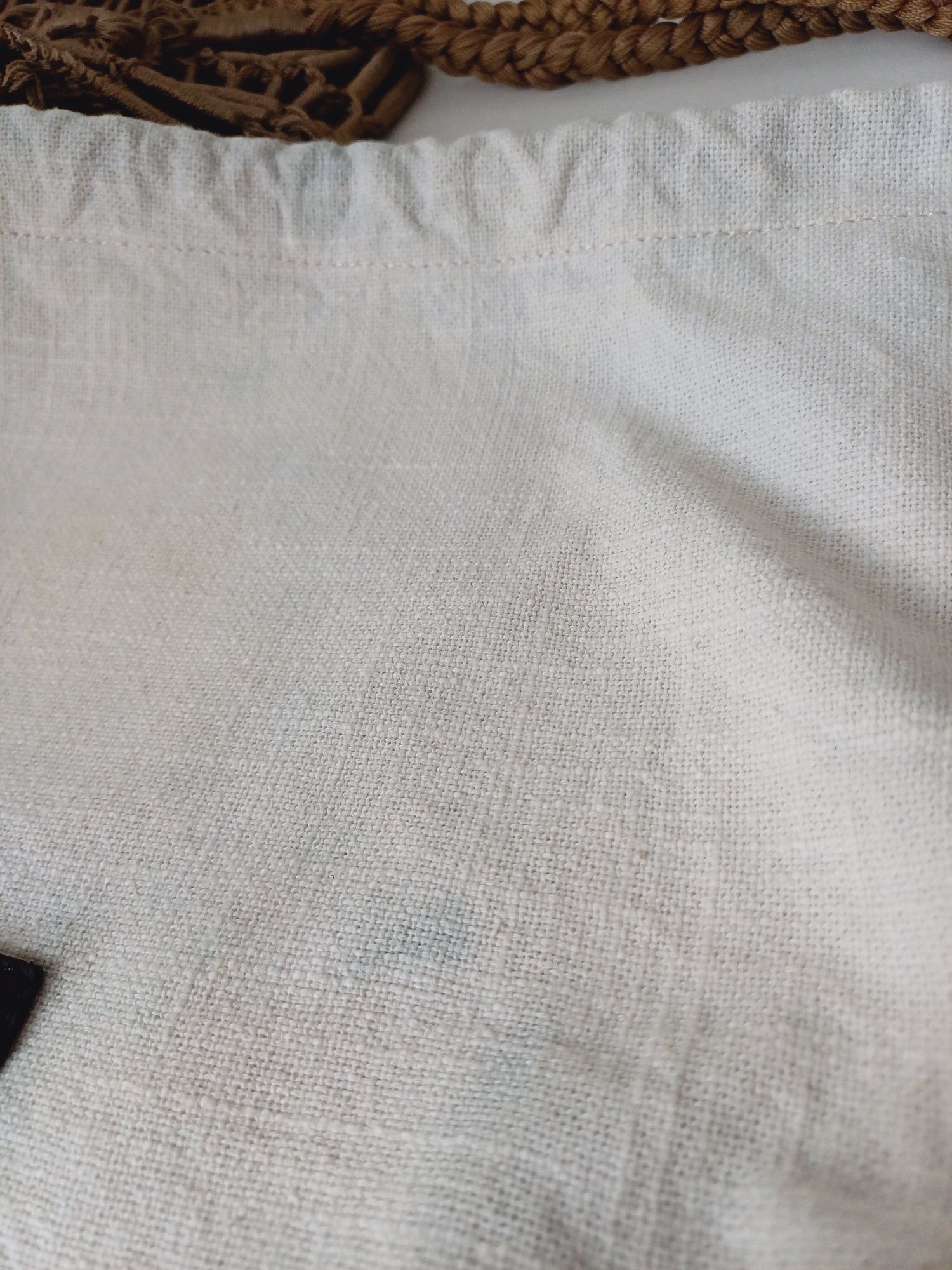 Massimo Dutti torebka worek na ramię do ręki pleciona letnia beż brąz