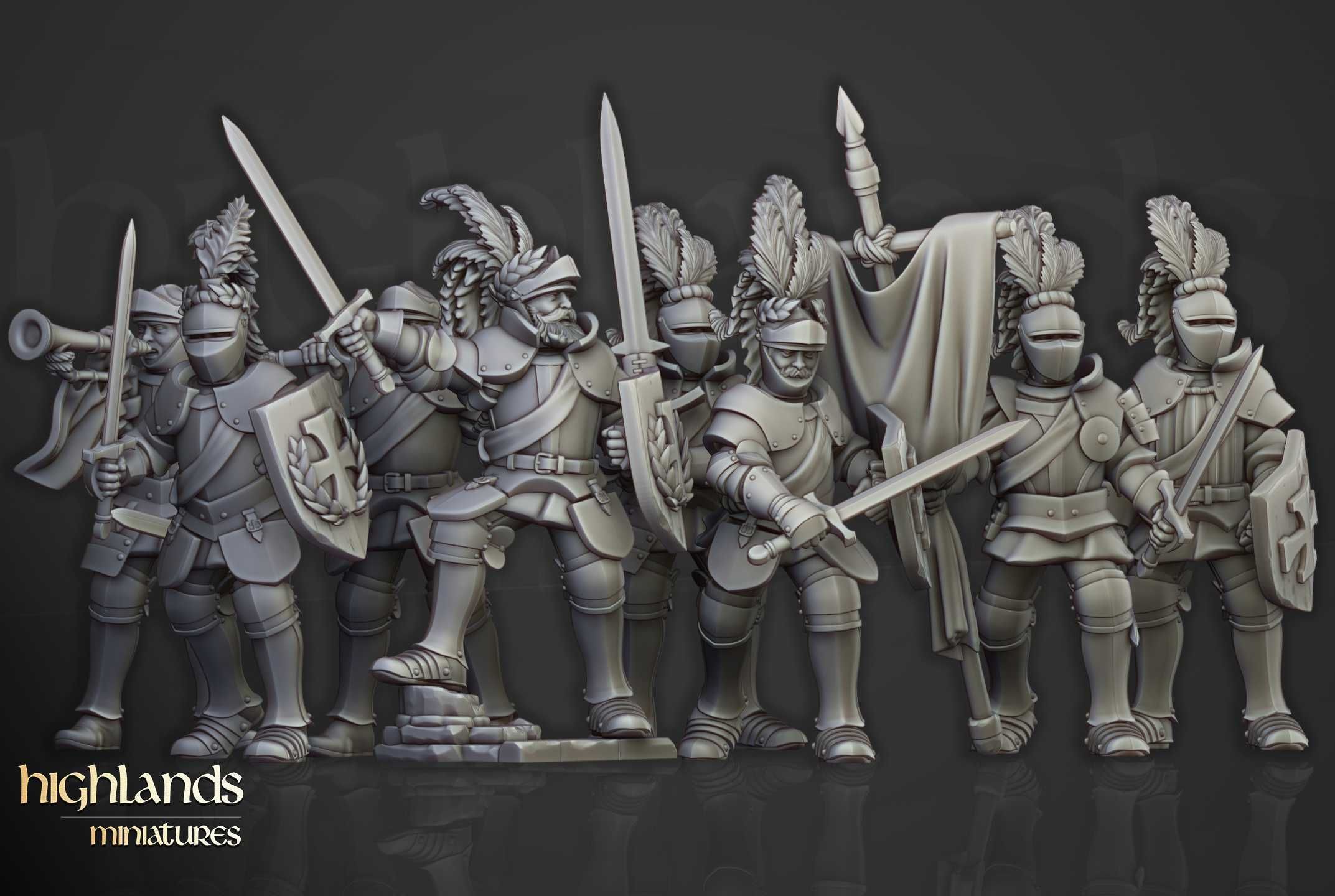 Sunland Knights on Foot - WFB ToW AoS - Highlands Miniatures x10