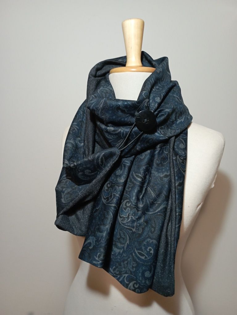 Szal, szalik z guzikiem, handmade