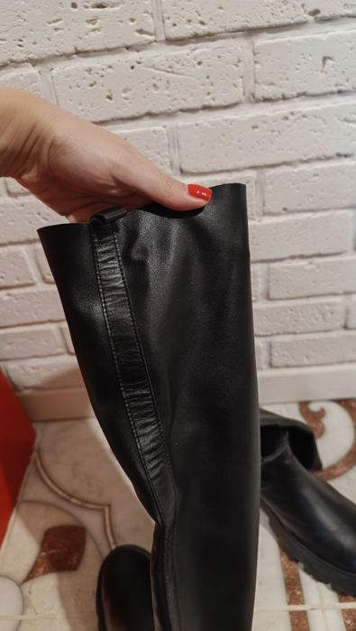 Зимові шкіряні ботфорти