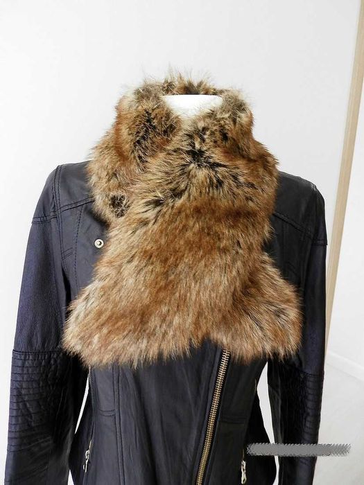 Szal Futrzany Etola Sztuczne Futerko Kołnierz Beżowo-Rudy