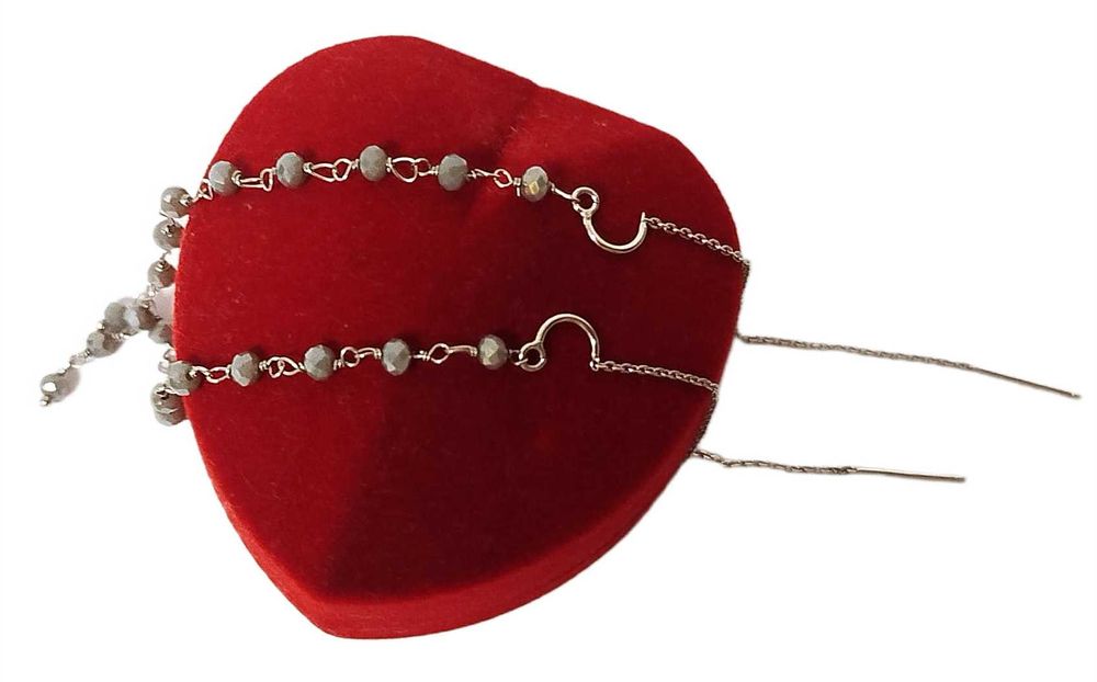 Śliczne długie kolczyki srebrne z kamykami Próba 925 2,17 G