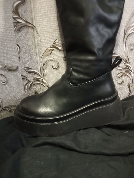 Зимние сапоги на платформе, ботфорты, сапог-чулок