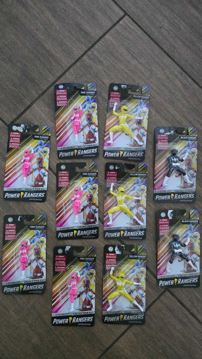 Power Rangers Czarny,Różowa i Żółta Figurki Limit Edycja 6,5 cm zestaw