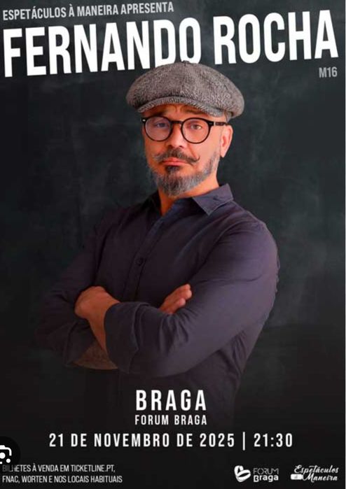 Vendo 2 bilhetes para Fernando Rocha em Braga dia 21 de Novembro