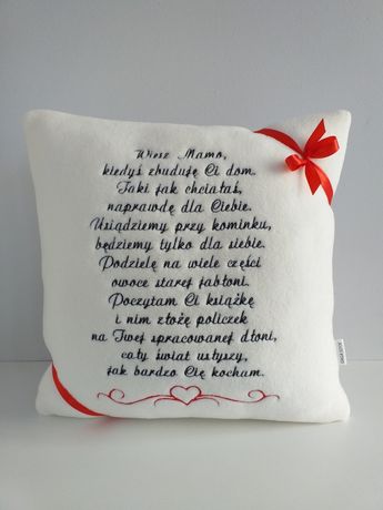 Poduszka z haftowanym wierszem dla mamy