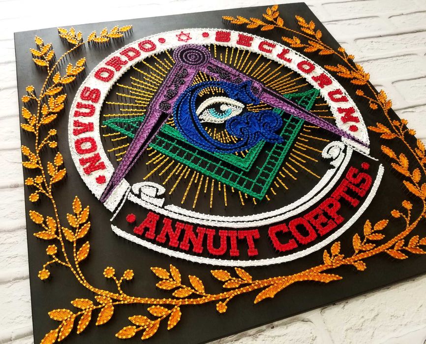 Стринг арт Всевидящее око, масонские знаки декор, всевидящий глаз арт