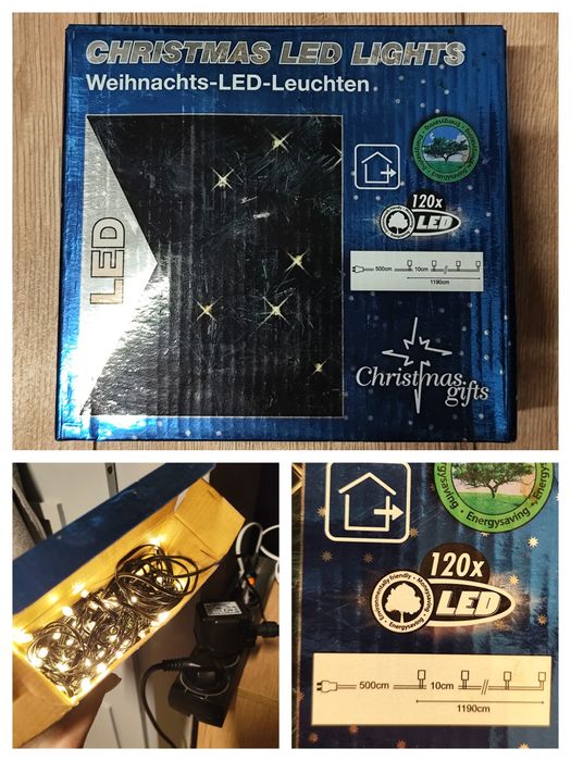 NOWE Zewnętrzne bożonarodzeniowe lampki LED 120x