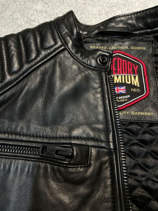 Чоловіча мотокуртка з натуральної шкіри Superdry Moto Racer