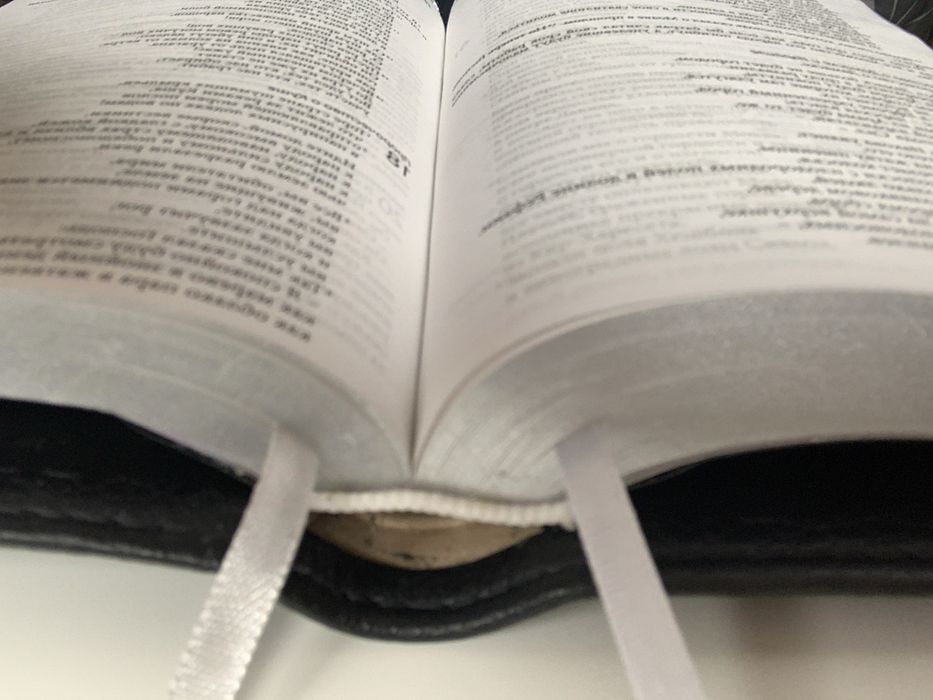 Библия на русском. Совр. пер. Кожа. Серебряный срез. Размер 15,5х23cm