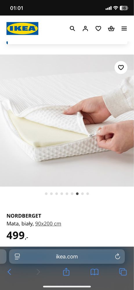IKEA Materac nawierzchniowy topper JAK NOWY 90x200 super wygodny