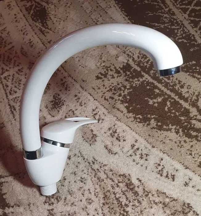 БЕЛЫЙ, латунный! смеситель, змішувач, кран для раковины, мойки, кухни.