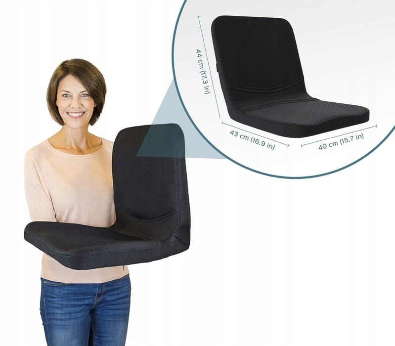 Ergonomiczna Poduszka Podparcie Pleców Krzesła Antypoślizgowa Czarna