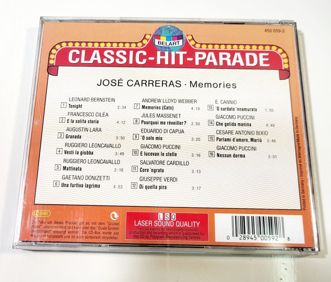 Classic Hit Parade Memories José Carreras o sole mio vol.5 cd