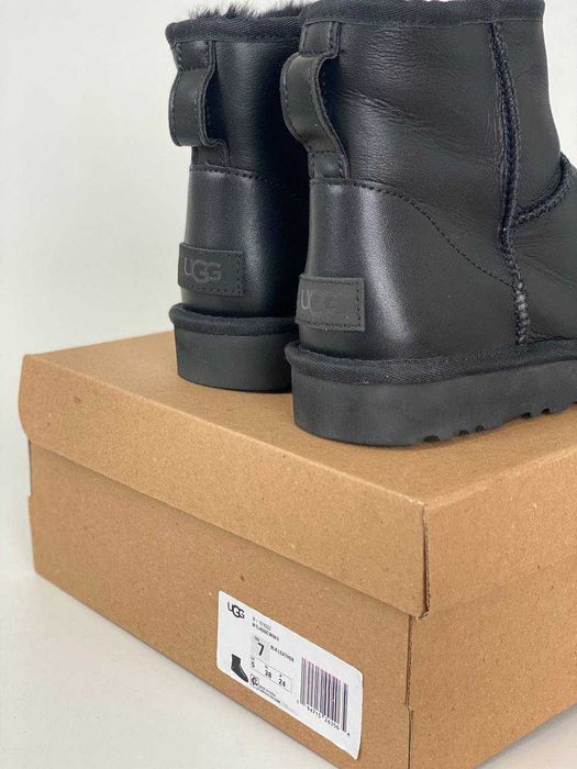 Женские угги , UGG "Mini Leather Black" Размеры 36-41