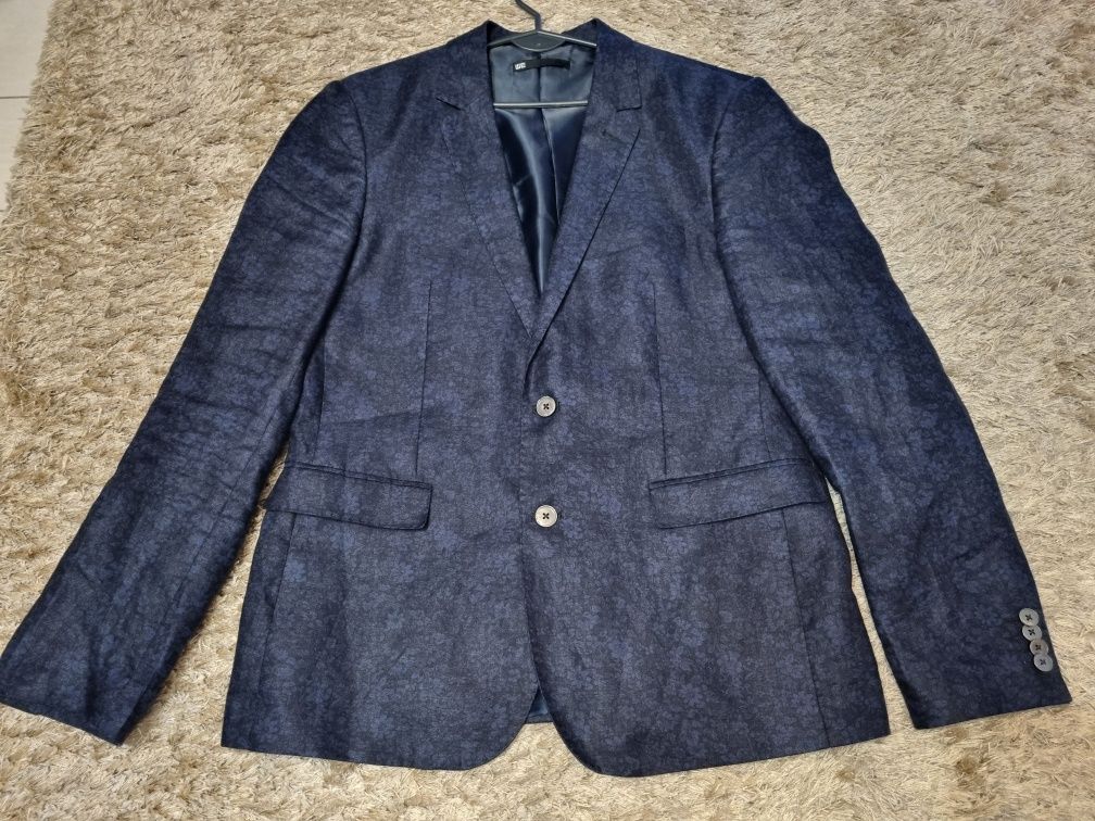 Marynarka granatowa kwiaty WE 50 slim fit