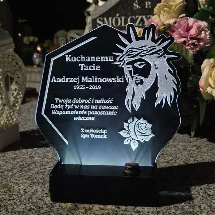 Nowoczesny znicz LED z grawerem | Wszystkich Świętych